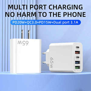อะแดปเตอร์ชาร์จเร็ว5พอร์ตสำหรับแท่นชาร์จ3ช่องเสียบ USB 65W ปลั๊กอะแดปเตอร์ชาร์จโทรศัพท์มือถือ - Product Image 5