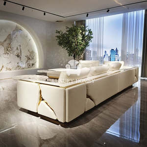 Nuevo Conjunto de Muebles con Diseño Craquelado, Sofá de Cuero de Lujo Moderno y Elegante para Villa, Compre Muebles de China en Línea - Product Image 2