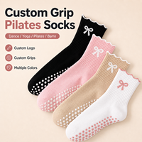 Chaussettes antidérapantes pour le sport, la danse et la gym, en coton, à volants, avec grip personnalisé, pour femmes, yoga, pilates, très vendues