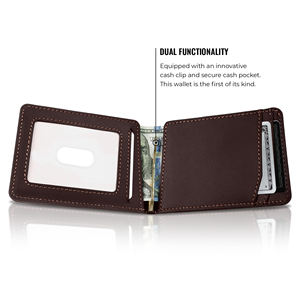 Portefeuille fin personnalisé pour homme avec pince à billets, cordon de serrage <span class=keywords><strong>et</strong></span> protection RFID, en cuir véritable, pour cartes de crédit - Product Image 3