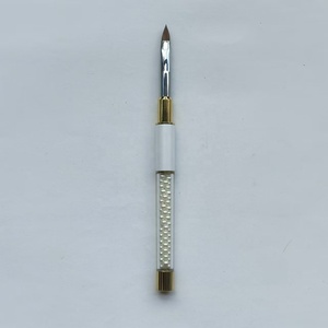 Pennelli per Nail Art Sintetici con Manico in Metallo Personalizzato, Cristalli e Liner Gel Super Sottile, con Coperchio - Product Image 1