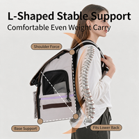 Sac de transport respirant en maille pour chats et chiens, avec rideau d'intimité extérieur, grande base de chariot à roulettes, sac à dos ergonomique rembourré pour animaux de compagnie