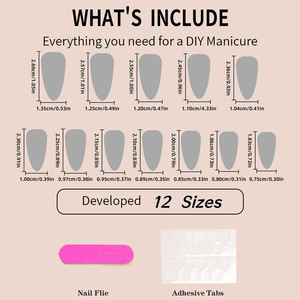 <span class=keywords><strong>Uñas</strong></span> <span class=keywords><strong>Postizas</strong></span> Pre-diseñadas con Estampado de Leopardo y Almendras, Estilo Francés con Flores Pintadas, 24 Piezas, Europa América - Product Image 5