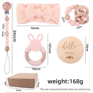 Kit de Regalo para Baby Shower, Juguetes de Dentición de Madera y Silicona, Clip para Sujetar Chupetes, Caja de Regalo Completa para Recién Nacidos, Niños y Niñas - Product Image 6
