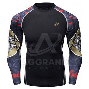 Rashguard rouge personnalisé pour homme, vêtements de sport, grande taille, gym, MMA, été, séchage rapide, respirant, manches longues, anti-UV - Product Image 1