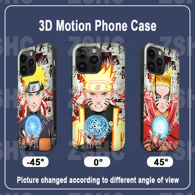 11 Designs New Anime Creative 3D Lenticular Phone Case Flip Wholesale Motion Cases tous les différents modèles de téléphone couvre