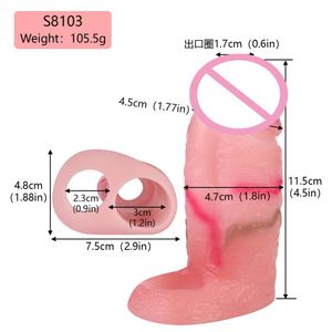 SXXY Housse de pénis réaliste en silicone avec anneau anti-déchirure pour hommes, pour l'agrandissement du pénis, pour adultes - Product Image 4