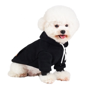 Sweat à capuche pour animaux de compagnie 100% <span class=keywords><strong>coton</strong></span> polaire noir Teddy <span class=keywords><strong>Bichon</strong></span> décontracté pour petits et moyens chiens Automne Hiver Vêtements chauds pour chats - Product Image 4