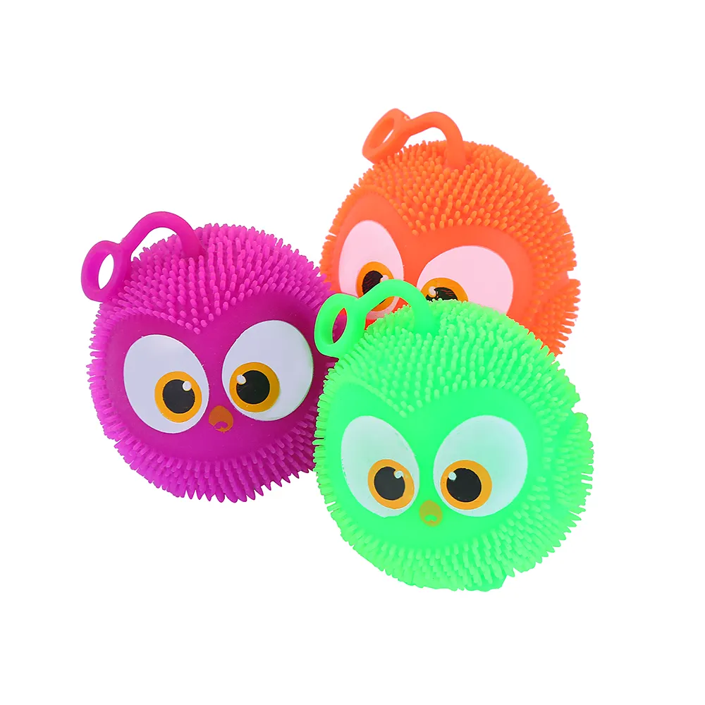 Gökkuşağı Koosh plastik Tpr çocuk oyuncak büyük göz kuş altı renk kirpi kauçuk topu
