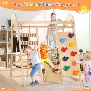 Estructura de Juego Multiusos de Madera Sólida para Interiores, Combinación de Columpio y Tobogán para Niños, Unisex - Product Image 2