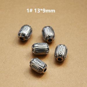 Perles d'espacement en argent antique, motif fleur et poisson, forme baril, 37 mm, accessoires de bijouterie DIY, accessoires d'artisanat en argent plaqué - Product Image 2