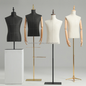 Nouveau Design de tissu recouvert du haut du corps et du <span class=keywords><strong>buste</strong></span>, robe masculine forme demi-<span class=keywords><strong>Mannequin</strong></span> masculin <span class=keywords><strong>avec</strong></span> <span class=keywords><strong>bras</strong></span> en bois Flexible - Product Image 6