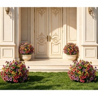 Set Bunga Mawar Peony Dekoratif Cina, Bunga Dahlia, Bunga Mawar Buatan dengan Tiang Tanam Terintegrasi
