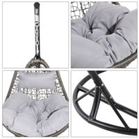 Chaise suspendue en forme de C en rotin PE extérieur suspendu panier chaise cadre en acier coussin suspendu balançoire jardin chaise longue