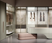 Armoire modulaire pliable SANTOPOVA avec porte en verre moderne, éclairage intégré et design de rangement ouvert