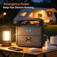 Générateur solaire MPPT 300W LiFePO4, station d'alimentation 220V, onde sinusoïdale pure, démarreur de secours, lampe de poche, panneau pliable, pour la maison et le camping