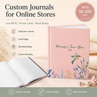 Carnet de notes personnalisé pour maman, couverture rigide rose avec motif colibris et fleurs sauvages en aquarelle, pages lignées, faible MOQ, prêt à la vente en gros