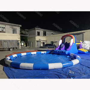 Hot bán tùy chỉnh Inflatable màu xanh hồ bơi trượt Tích hợp cầu vồng trượt hồ bơi cho trẻ em - Product Image 5