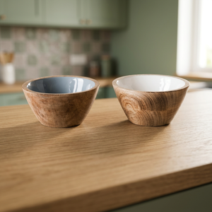 Handmade <b>Mango</b> <b>Wood</b> <b>Bowls</b> With Enamel Interior Minimalist Design For Food Serving Gifting - Product Image 3
