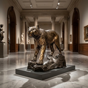 Statue de cougar/lion de montagne sur mesure en bronze doré, sculptée par procé<span class=keywords><strong>d</strong></span>é de fusion à la cire perdue, sculpture de prédateur sur mesure, sculpture en bronze - Product Image 3