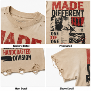 เสื้อยืดผู้ชายทรงโอเวอร์ไซส์ ผ้าคอตตอนหนา 300GSM ล้างน้ำแล้ว ทรงบ็อกซี่ สั้น ตกแต่งลายเพชร สไตล์สตรีทแวร์ จากซัพพลายเออร์ - Product Image 3