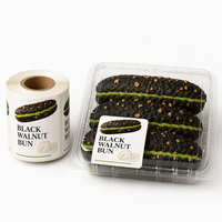 Étiquette personnalisée en vinyle imperméable pour boulangerie, autocollant alimentaire adhésif permanent pour boîte à pain en forme de coquille de noix noires