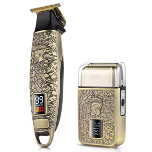เครื่องโกนหนวดไฟฟ้าแบบสองหัวใบมีดคู่ ใช้ได้ทั้งสองระบบ ชาร์จผ่าน USB สำหรับผู้ชาย พร้อมหัวโกนแบบน้ำมัน ไฟ LED สำหรับใช้ในบ้าน - Product Image 3