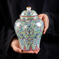 Boîte à thé en céramique émaillée, porcelaine bleue et blanche, style chinois antique, design vintage de luxe léger, anti-humidité