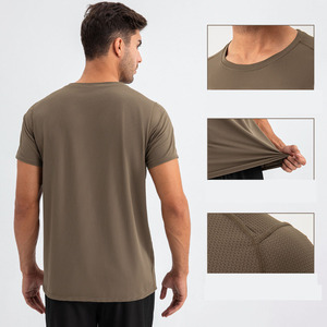 メンズ夏用クイックドライスポーツTシャツ通気性ルーズフィット半袖ランニング & フィットネス4ウェイストレッチ生地シャツトップ - Product Image 2