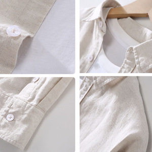 <span class=keywords><strong>Camicia</strong></span> da <span class=keywords><strong>uomo</strong></span> casual a maniche lunghe in <span class=keywords><strong>misto</strong></span> cotone e <span class=keywords><strong>lino</strong></span> FLN 2026 con colletto quadrato, personalizzabile, per la primavera/estate - Product Image 4