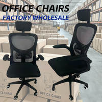 En stock, chaise de bureau ergonomique moderne en tissu maillé, appui-tête réglable, accoudoirs, roulettes anti-rayures, vente en gros, prête à être expédiée