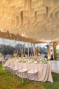 ผ้าคลุมเพดานลายฝรั่งเศสแบบกันไฟสำหรับตกแต่งงานแต่งงานในโรงแรม - Product Image 2