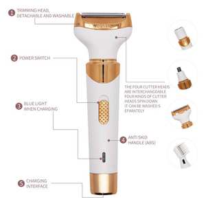 جهاز إزالة الشعر الكهربائي 4 في 1 للنساء بشحن USB لإزالة شعر الحواجب على السوالف والشعر والذراعين والساقين - Product Image 3