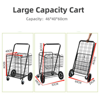 Chariot de courses pliable à roulettes avec panier coulissant