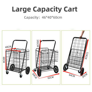 निर्माता रोलिंग तह संभाल फिसलने के साथ ट्राली शॉपिंग कार्ट शॉपिंग ट्रॉली टोकरी - Product Image 5