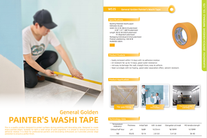 Jinghe Gold Washi Tape Ruban adhésif acrylique activé à l'eau résistant aux hautes températures Ruban <span class=keywords><strong>de</strong></span> masquage à effet <span class=keywords><strong>de</strong></span> séparation <span class=keywords><strong>de</strong></span> couleur unique - Product Image 4