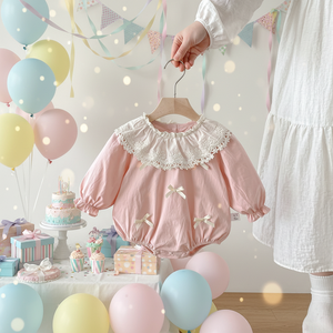 Mono de Primavera/Otoño 2026 para Niña, con Lazo, Ribete de Encaje, <span class=keywords><strong>Traje</strong></span> de Fiesta para Primer Cumpleaños, <span class=keywords><strong>Traje</strong></span> de Princesa para Salir a Pasear, <span class=keywords><strong>Traje</strong></span> Enterizo - Product Image 1
