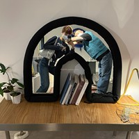 Miroir de sol en forme de nuage avec cadre en coton en forme de demi-cercle pendentif coussin oreiller rempli