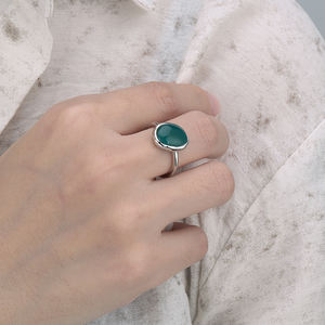 Минималистичное кольцо из натурального агата с неровной плоской подошвой, красно-зеленое, для ранней зимы - Product Image 6