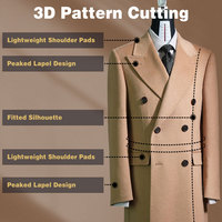Manteau mi-long marron pour homme à motif 3D, coupe ajustée, double boutonnage, style décontracté chic pour tenue de gentleman