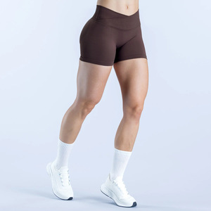 <span class=keywords><strong>Short</strong></span> de yoga sans couture à taille croisée froncé, taille moyenne, <span class=keywords><strong>style</strong></span> décontracté, patchwork chaud, <span class=keywords><strong>short</strong></span> de cyclisme pour femme - Product Image 6