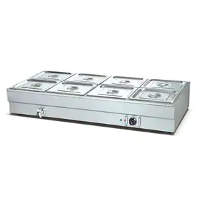 Commercial Restaurant Equipment Counter Top Stainless Steel Electric Professional Soup Food Warmer Bain Marie With Glass Buffet