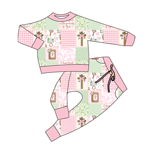 ชุดเสื้อสเวตเตอร์แขนยาวมีห่วงฝรั่งเศสและกางเกงขายาววินเทจสีทึบระบายอากาศได้ดีชุดสเวตเตอร์ของเด็กผู้หญิง - Product Image 4