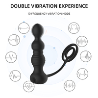 Plug anal en silicone souple, étanche, écologique, noir, avec 10 fréquences de vibration, télécommande sans fil, recharge USB, sans jouets sexuels