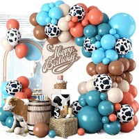 Nouvelle Arche de Ballons en Chaîne en Latex Série Vache pour Enfants, Gris Bleu, Écologique, Durable, Décoration Anniversaire, Fête des Mères, Ramadan