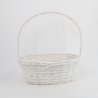 Panier de transport ovale en osier blanc fabriqué en usine, panier en saule naturel tressé à la main pour l'arrangement floral, la décoration de Pâques et de mariage