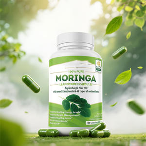 OEM 100% kapsul bubuk daun Moringa murni dengan 92 + nutrisi & 46 jenis antioksidan mendukung manajemen berat antioksidan - Product Image 5