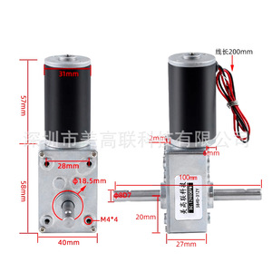Mgl5840-31zy Dual Axis <b>Worm</b> Gear Dc Geared Motor 12V 24V Miniature Low Speed High Torque Flange Mount - Product Image 2