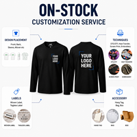 T-shirt à manches longues 100 % coton 220 GSM pour homme, coupe classique, col rond, uni, personnalisable avec logo, vente en gros