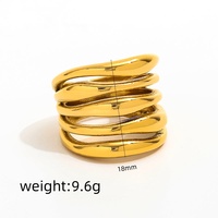Fenny 18K Vergoldeter Großhandelsring, Wasserfest & Nicht Verblassend, Einfacher Klassischer Klobiger Mehrschichtiger Breiter Edelstahlring, Trendiger Schmuck für Frauen